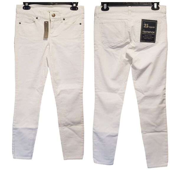 NWT J. Crew Women’s White Toothpick Skinny Jeans Size 25 - Style #87878 - Picture 1 of 10